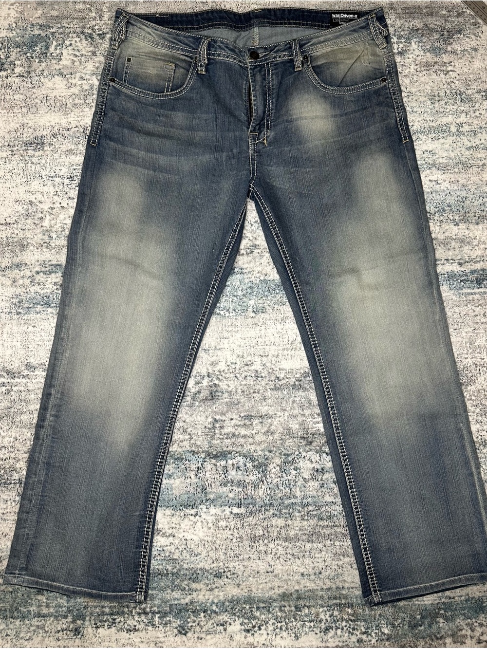 Buffalo David Bitton Men's Washed Blue Relaxed Jeans